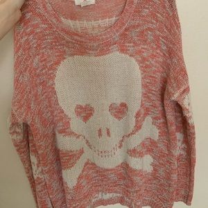 Oversized pink skull sweater S/M amazing fit 💕